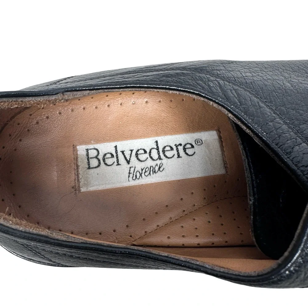 Belvedere Florence Mens 9 M Black Genuine Ostrich Leg Leather Oxfords Italy